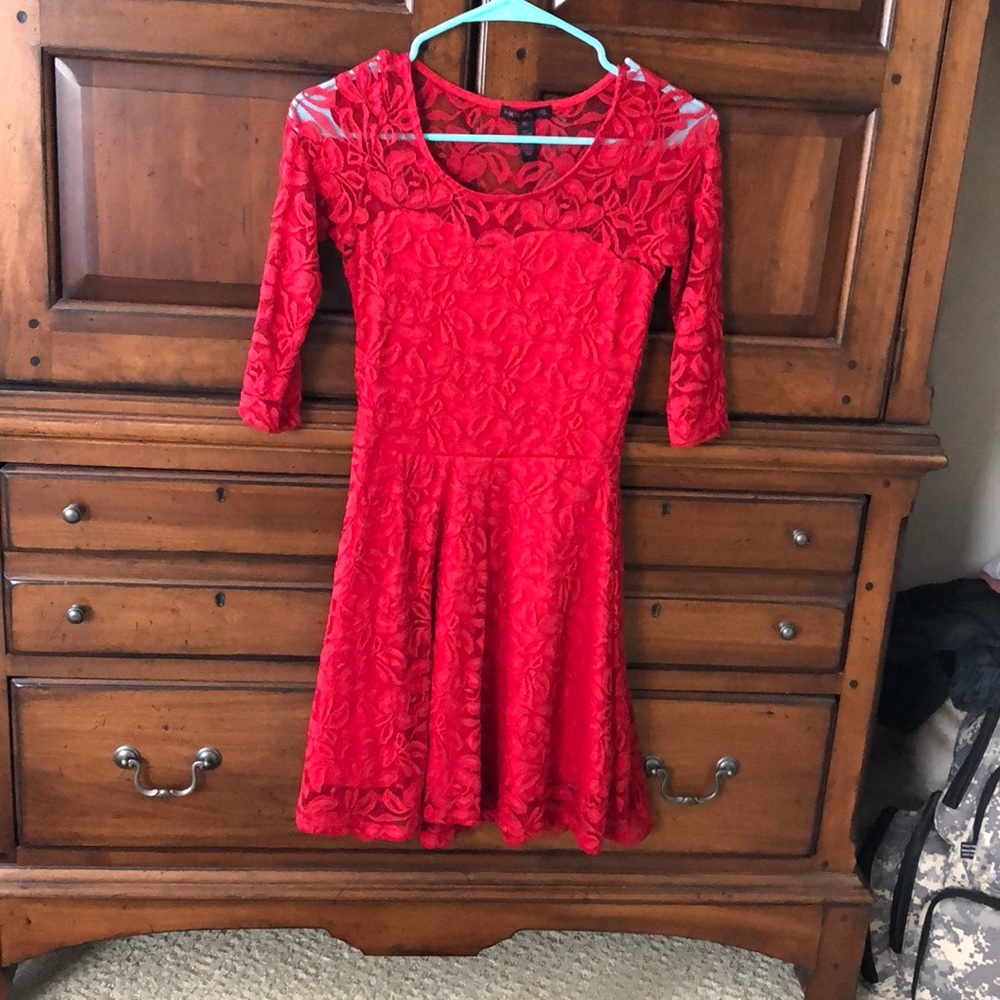 red lacy mini dress